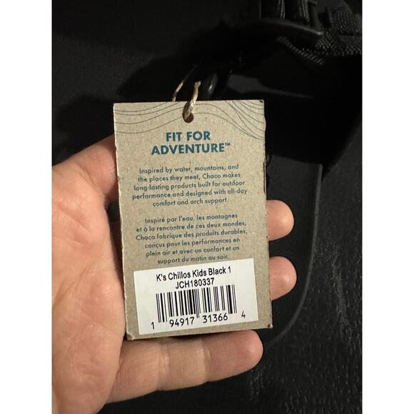 NEW Chacos Chillos Big Kids Black Slide Sandals, Sz 1, Unisex (C103) - Picture 6 of 7